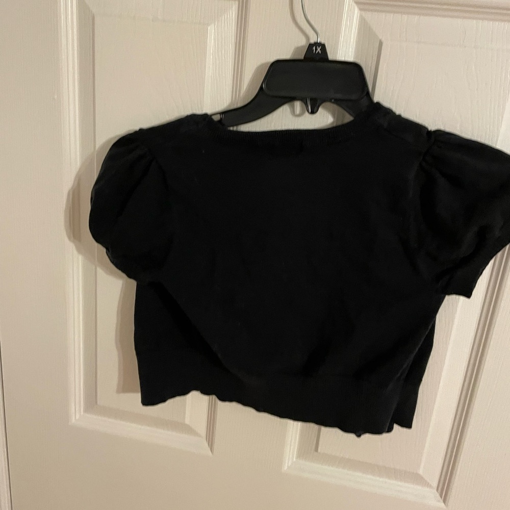 Black Macy’s Button Down Cropped Sweater - image 6